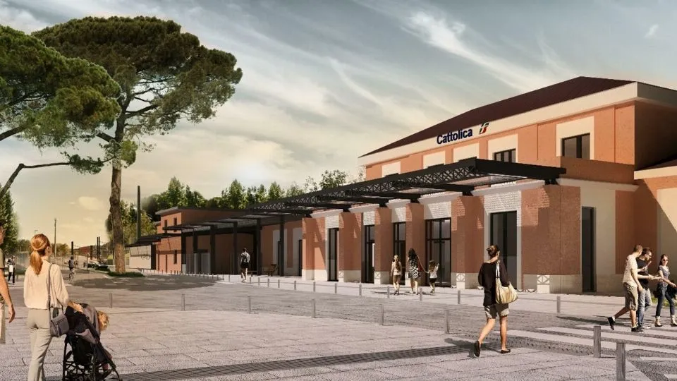 la facciata del progetto della stazione di Cattolica