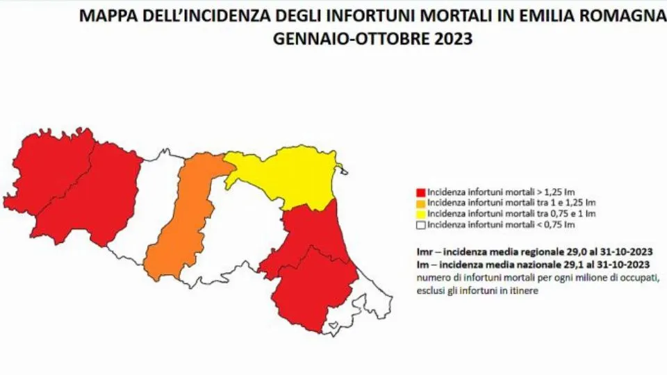 la mappa del rischio infortuni mortali