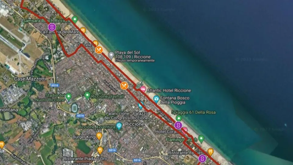 il percorso della maratona a Riccione