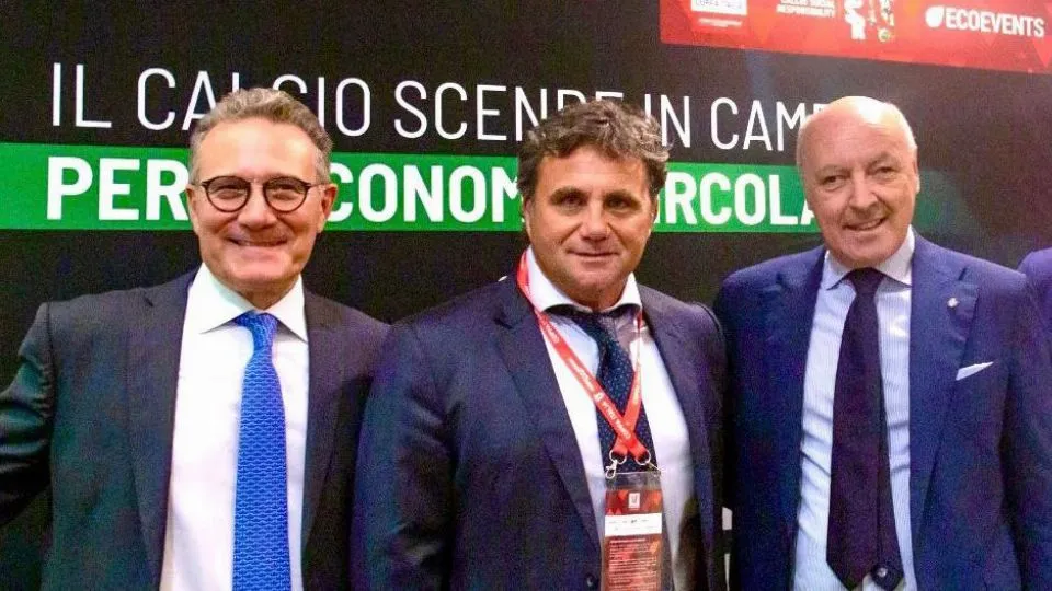 Romano Ugolini
e Roberto Carnevali, co-founders di Ecoevents, con Giuseppe Marotta, AD Inter