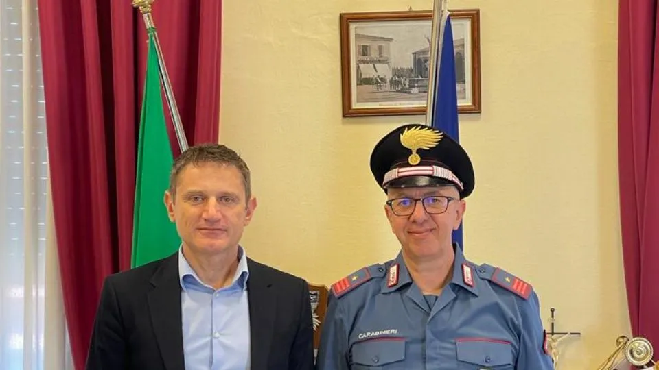 Il comandante Pintor con il sindaco di Morciano Ciotti