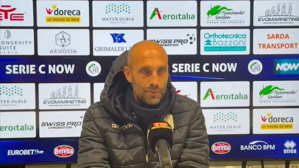 Emanuele Troise, allenatore del Rimini F.C., nel dopogara di Olbia