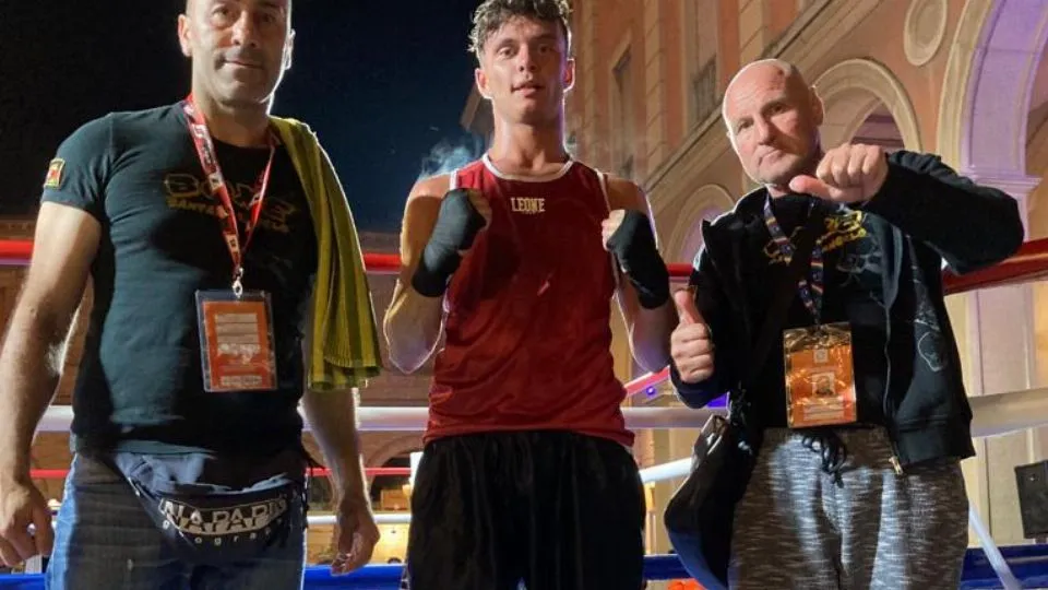 Gianmarco Greco con il maestro Tiziano Scarpellini ed il tecnico Roberto Paradiso