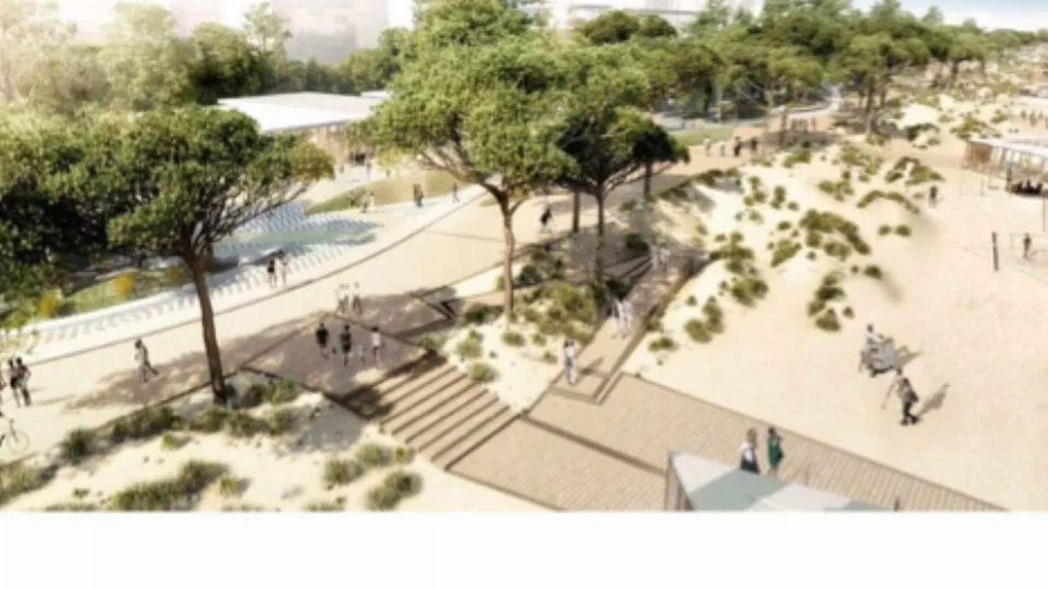 un rendering del parco del mare sud