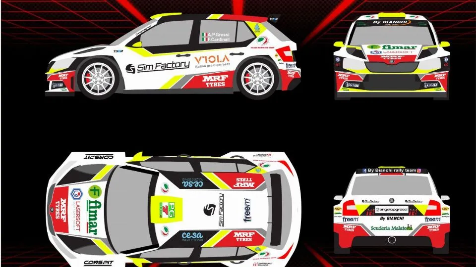 La livrea della Skoda Fabia Rally2 Evo di Angelo Pucci Grossi