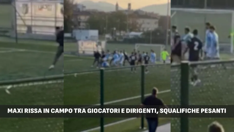 un frame del video della maxi rissa in campo