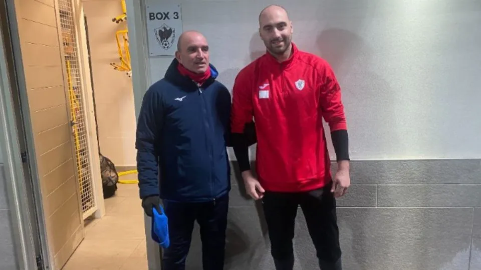 Elia Benedettini con mister Beppe Angelini