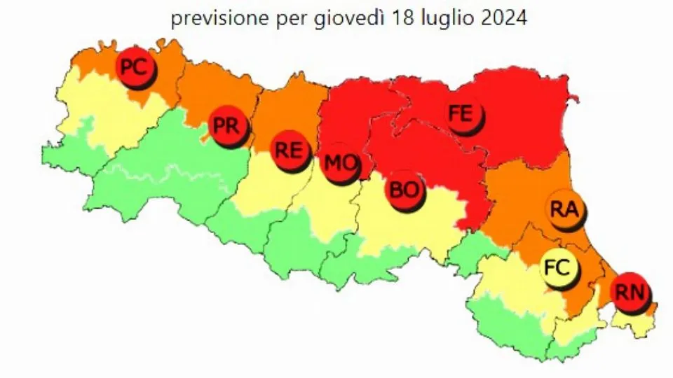 la previsione del disagio bioclimatico per giovedì