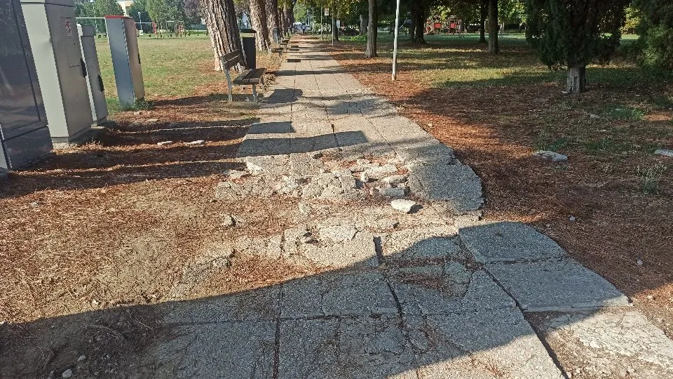 una foto del camminamento all’interno del parco Spina Verde