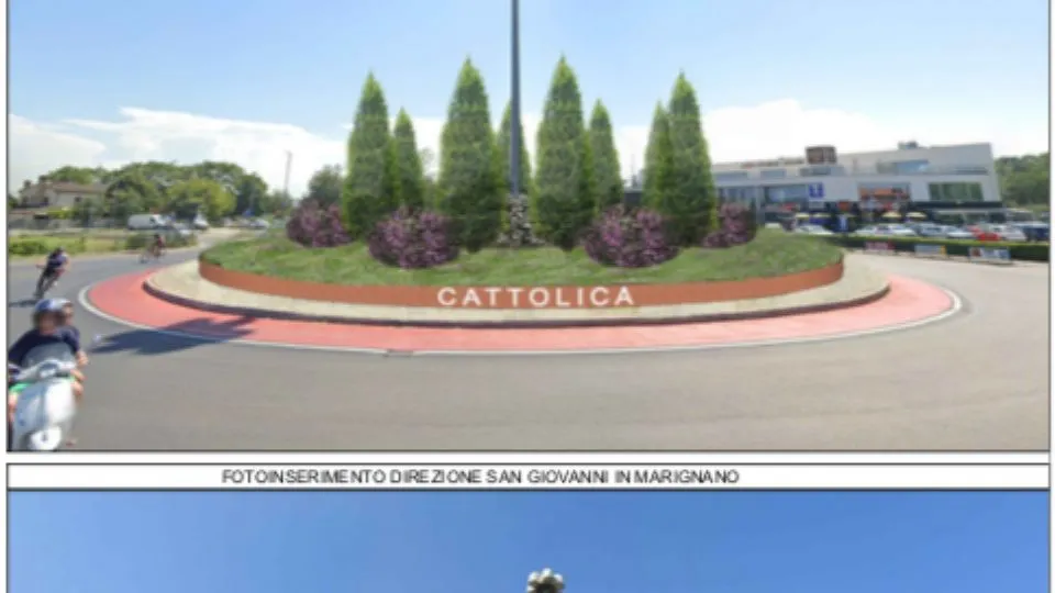 la rotatoria di accesso alla Valconca
