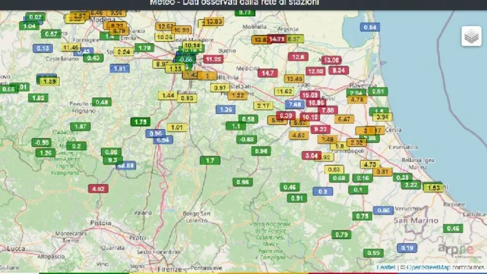 dal sito Arpae, la situazione alle 6.30