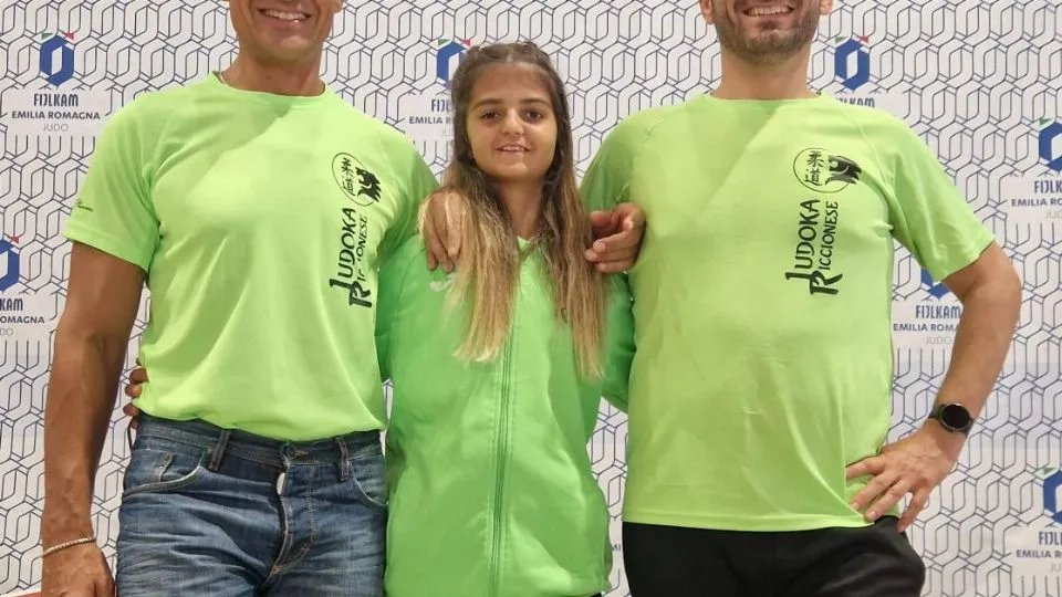 Luca Nassuato, presidente Judoka Riccionese, Cecilia Nassuato e il Maestro Giuseppe Longo