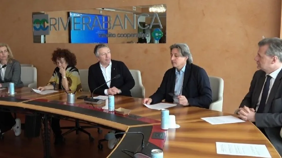 la conferenza stampa alla sede di Riviera Banca