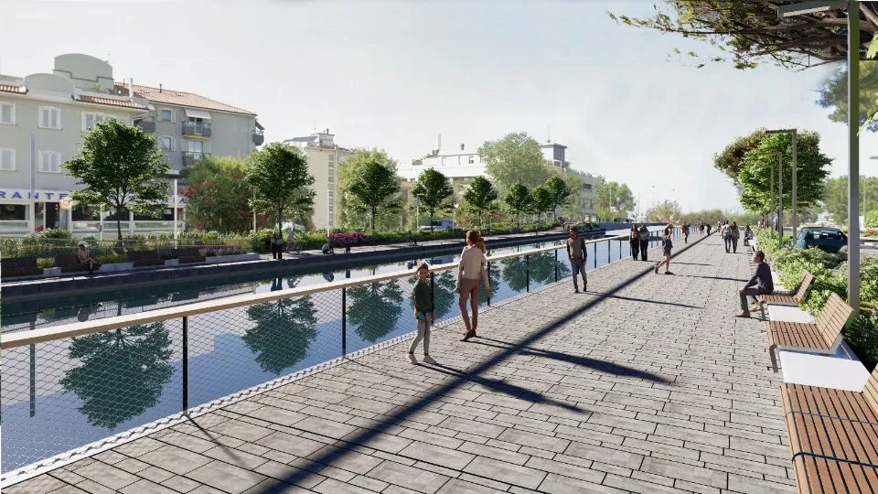 rendering della nuova passeggiata lungo il porto