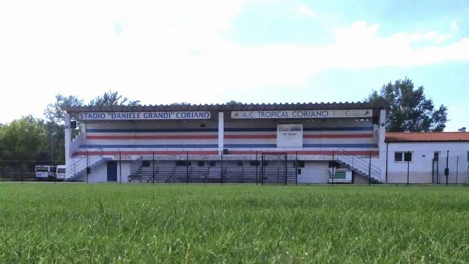 la tribuna dello stadio Grandi di Coriano