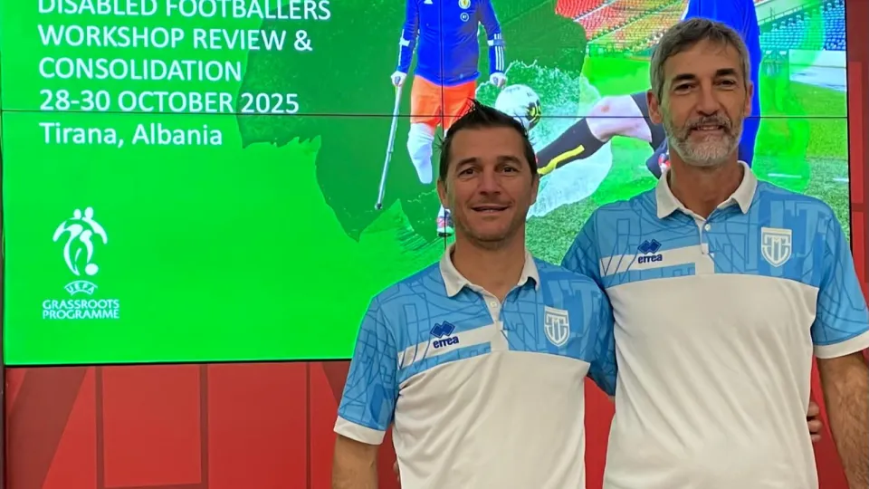 Carlo Chiarabini e Fabio Lepri al UEFA Regional Coaching Disabled Footballers Workshop (@FSGC)