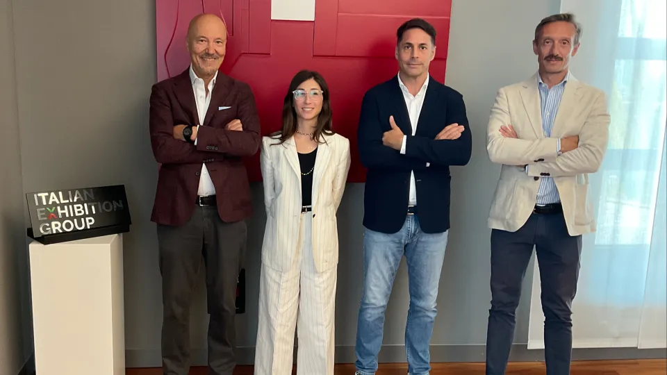 Corrado Peraboni (AD IEG), Lucrezia Sacchi (marketing director IBF), Francesco Ferrario (commercial director IBF) e Fabrizio Ravasio (managing director IBF)