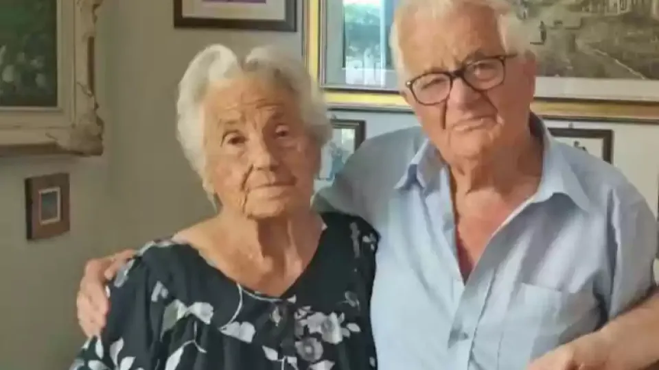 Elso Casadei con la moglie nel giorno del suo centesimo compleanno