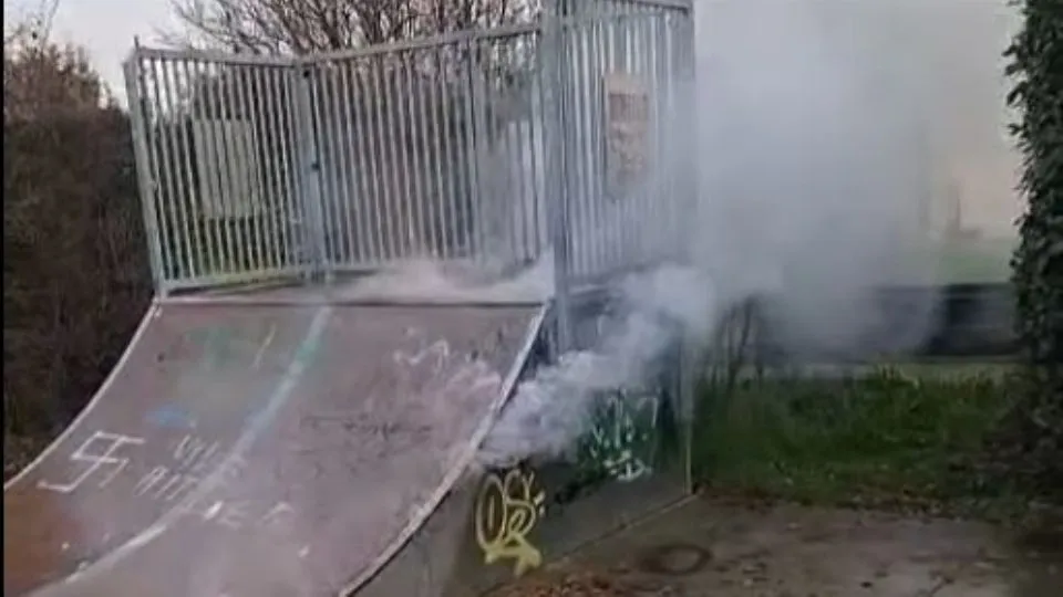 rampa in fiamme (dal post del sindaco Giorgetti)