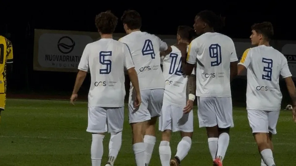 I gialloblu festeggiano il gol partita