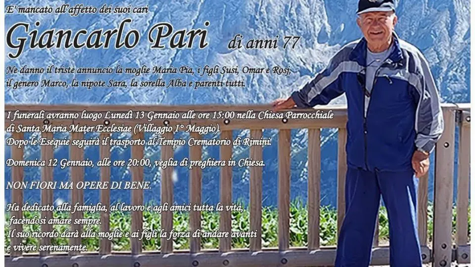 il manifesto funebre di Giancarlo Pari