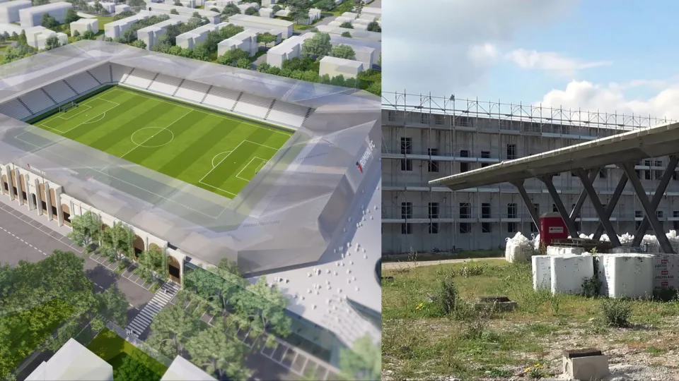 il rendering del nuovo Neri e il cantiere fermo alla Gaiofana