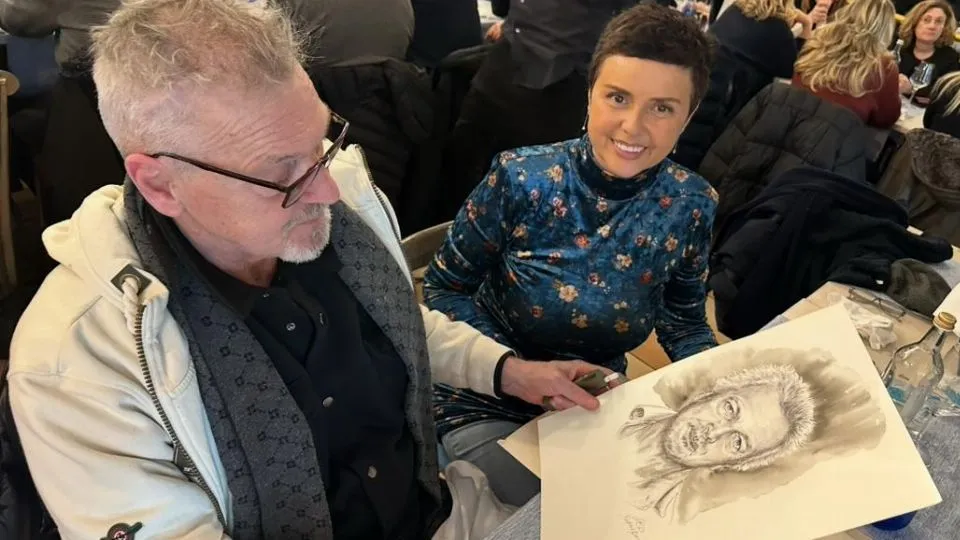 Stefano Tacconi con la pittrice Denise Camporesi