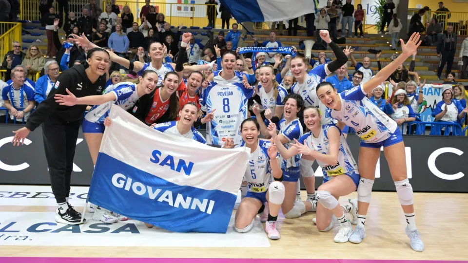 Le Zie festeggiano la vittoria (Foto @Lega Volley Femminile)
