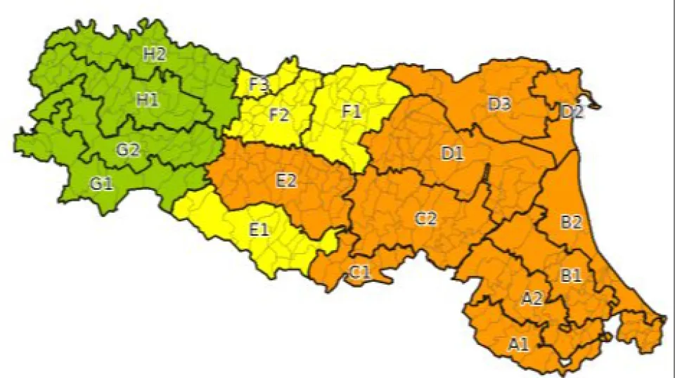 le zone di allerta per la Vigilia di Natale
