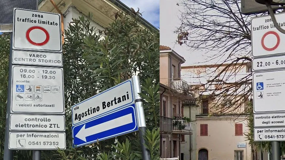 Ztl via Bertani: a sinistra i nuovi orari, a destra quelli vecchi