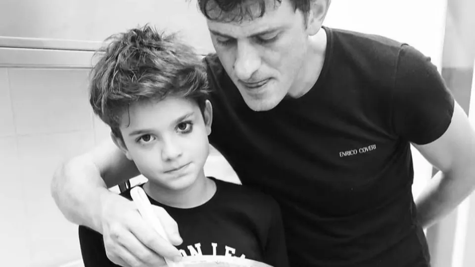 Mattia con il papà Andrea