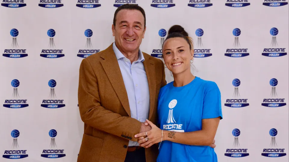 Nicole Marchi insieme al DS del Riccione Volley, Sanzio Sacchetti