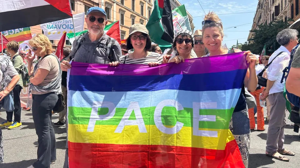 Parte della delegazione riminese al corteo pro Gaza