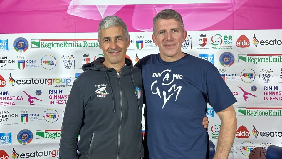Roberto Carminucci, direttore tecnico Nazionale Parkour, e Marco Rozic, atleta Master