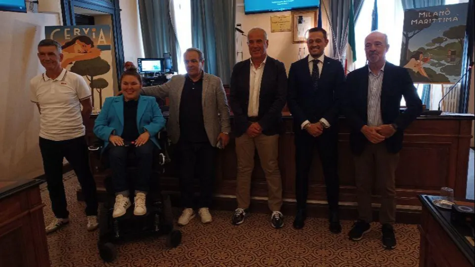 Un momento della conferenza stampa di presentazione dei due Itf della Polisportiva 2000 Cervia