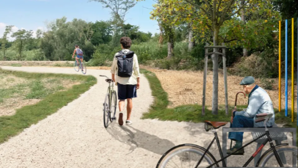 un rendering della pista ciclo pedonale