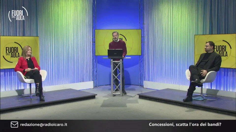 A Fuori dall'Aula Giorgia Gianni (Legacoop), Francesco Guitto (Filcams) e Simone Battistoni (SIB)