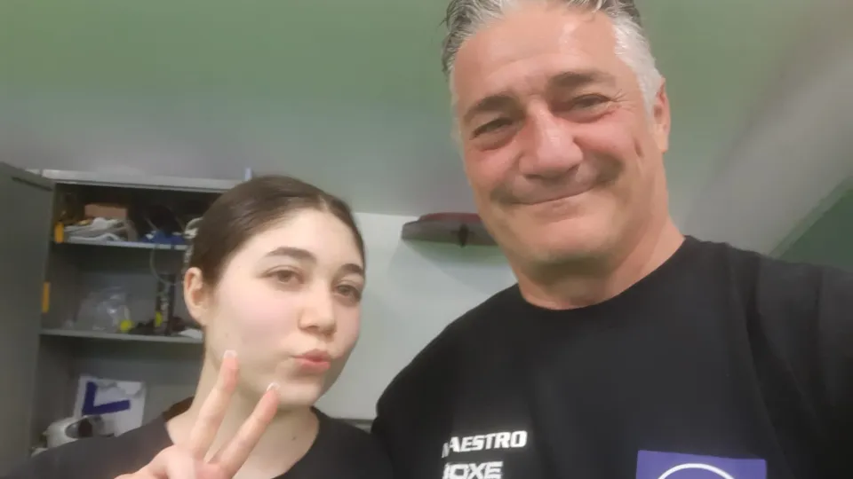 Eva Fabbri insieme al tecnico Ivan Cancellieri