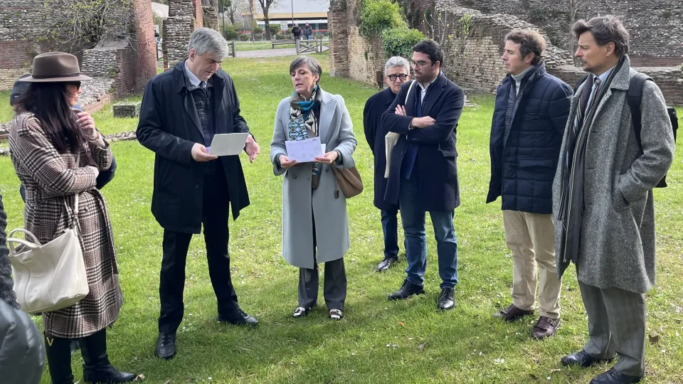 Gianmarco Mazzi nel sopralluogo all'Anfiteatro