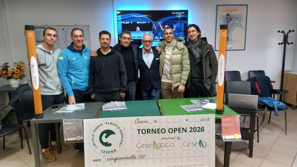 I partecipanti alla conferenza stampa di presentazione dell'Open del Circolo Tennis Cesena