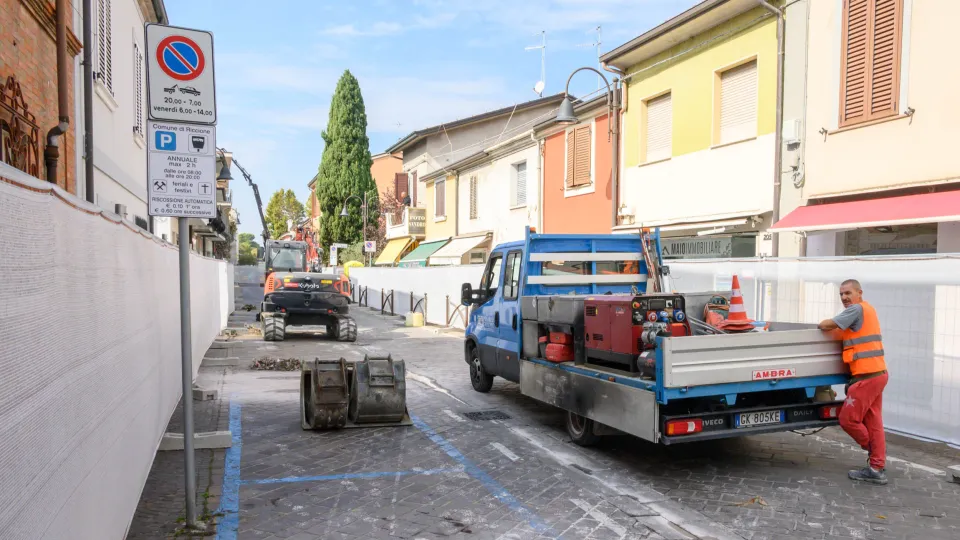 Il cantiere su corso F.lli Cervi