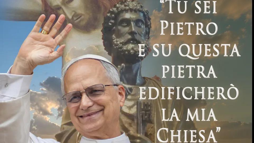 il manifesto per la visita di Papa Leone