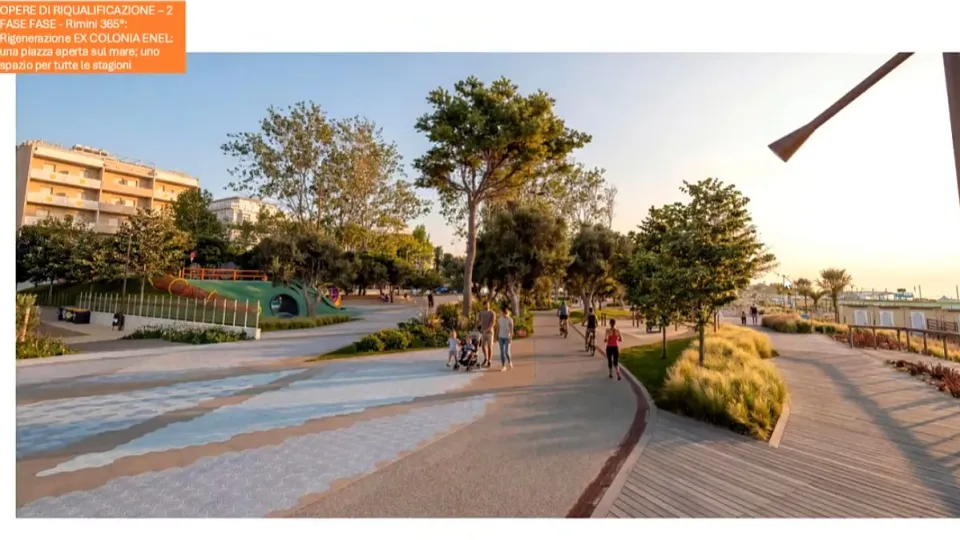 il rendering dell'area dell'ex colonia enel