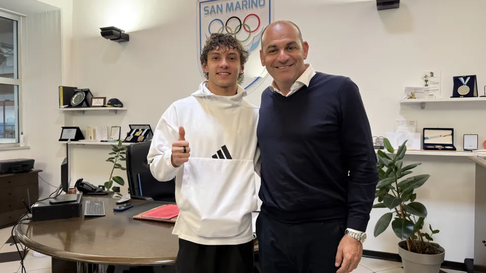 Kimi Antonelli insieme al Presidente del CONS, Christian Forcellini