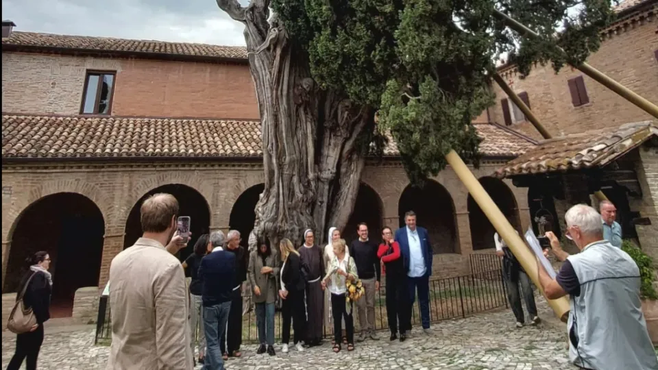 La delegazione con l'assessora Allegni all'ombra del cipresso