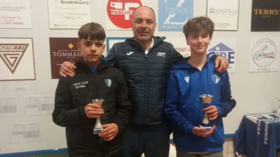 La premiazione del singolare Under 14 maschile nel Rodeo del TC Riccione