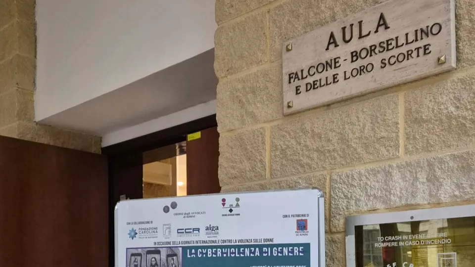 L'aula Falcone-Borsellino del tribunale di Rimini