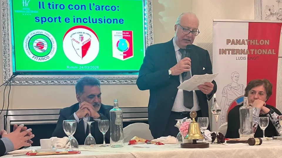 L'intervento del presidente del Panathlon Club Rimini, Gianluca Riguzzi