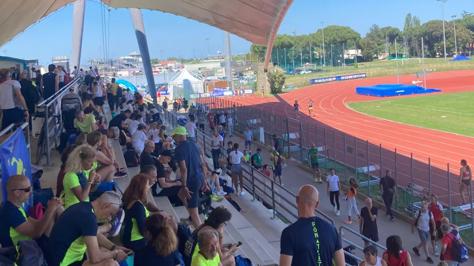 Lo stadio Santamonica durante i Campionati Italiani Master 2026