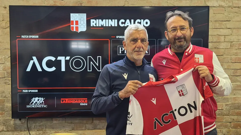 Massimo Gadda, allenatore del Rimini, insieme a Francesco Pinardi, D.G. di Acton